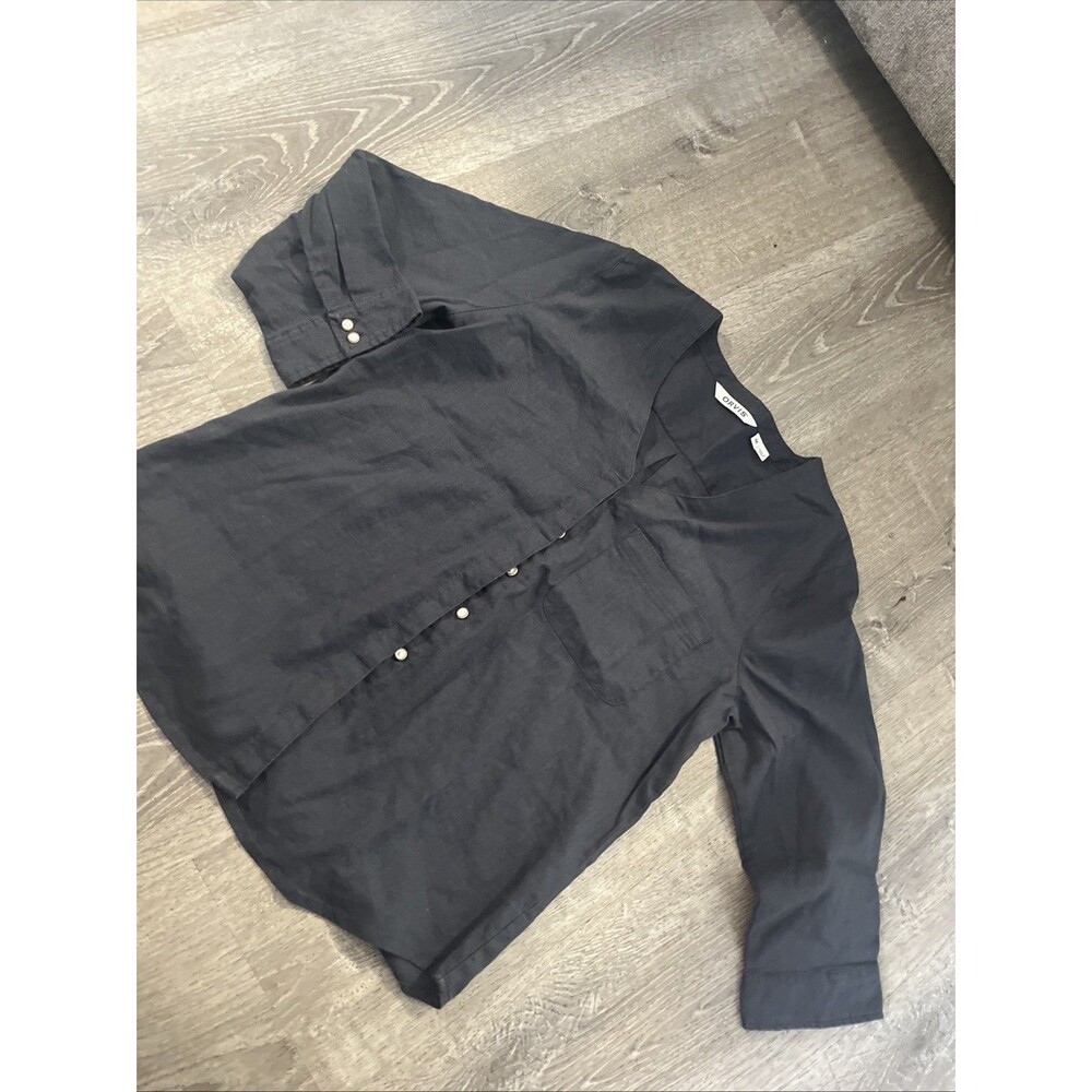 Orvis Women’s Dark Gray Linen Button Up Size Career Wear